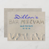Save The Date SANDY BEACH Bar Mitzvah Enregistrer la date (Devant / Derrière)