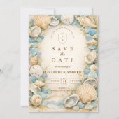 Save The Date Sandy Shore Seashell Wedding (Devant)
