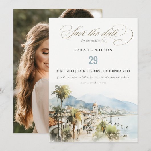 Save The Date Santa Marta Colombia Landscape Wedding Photo (Devant / Derrière)