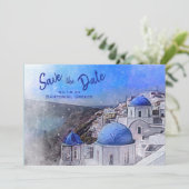 Save The Date Santorin Grèce Aquarelle Destination Mariage (Debout devant)