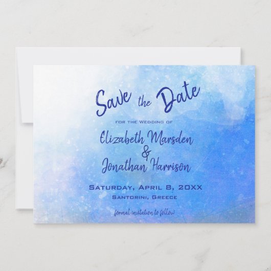 Save The Date Santorin Grèce Aquarelle Destination Mariage (Dos)