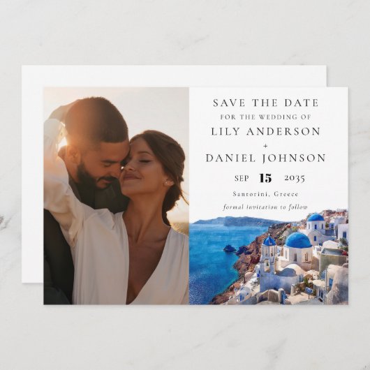 Save The Date Santorin Grèce Photo Destination Mariage (Devant / Derrière)