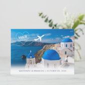 Save The Date Santorini Skyline Destination Mariage Thème Voyage (Debout devant)