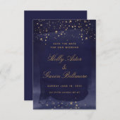 Save The Date Sapphire & Gold Wedding Enregistrer La Date (Devant / Derrière)