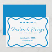 Save The Date Sapphire Wavy Retro (Devant / Derrière)