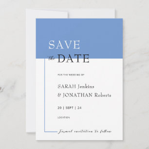 Save The Date SARAH Moderne Bleu Minimaliste Enregistrer La Cart