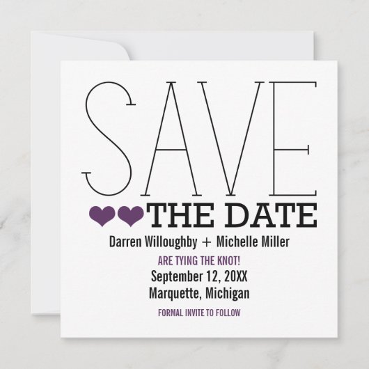 Save The Date Sassy Typographie Enregistrer l'Invitation de date (Devant)
