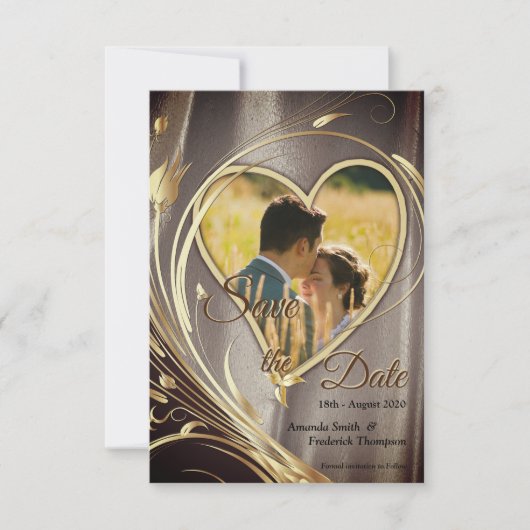 Save The Date Satin Brun et Éclat de Fleur Splendide (Devant)