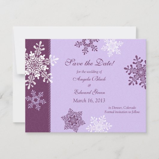 Save The Date Saute-neige blanc violet hiver Enregistrer la date (Devant)