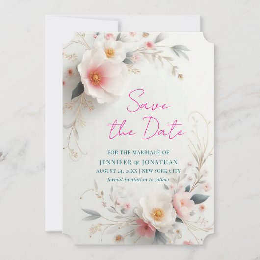 Save The Date Sauvegarder La Date Aquarelle Fleurs Script (Devant)