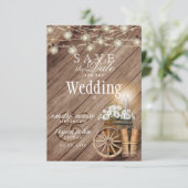 Save The Date Sauvegarder la date Beau fût en bois rustique (Debout devant)