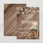 Save The Date Sauvegarder la date Beau tonneau en bois rustique (Devant / Derrière)