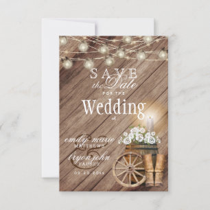 Save The Date Sauvegarder la Date Beau Tonneau en Bois Rustique