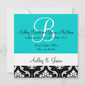 Save The Date Sauvegarder la date Black Damask Monogram Names Sa (Dos)