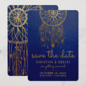 Save The Date Sauvegarder la date Boho Dreamcatcher Faux papier  (Devant / Derrière)