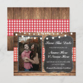 Save The Date Sauvegarder la date craie bois rustique rouge à ca (Devant / Derrière)