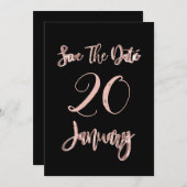 Save The Date Sauvegarder la date de la fête de janvier Rose noi (Devant / Derrière)