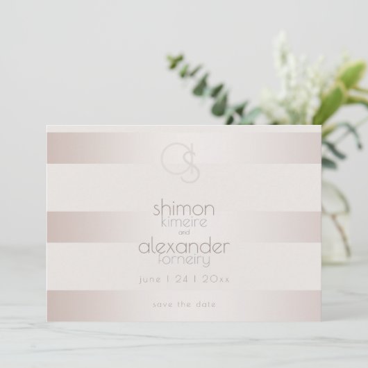 Save The Date Sauvegarder la date | Élégantes rayures roses mode (Debout devant)