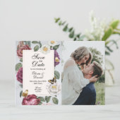 Save The Date Sauvegarder la date Fleur Fleurs Papillon Photo (Debout devant)