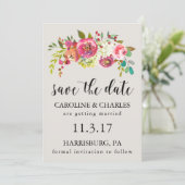 Save The Date Sauvegarder la date Fleurs aquarelles roses Bohème (Debout devant)