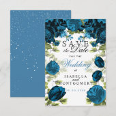 Save The Date Sauvegarder la date Floral bleu botanique (Devant / Derrière)