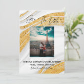 Save The Date Sauvegarder la date | Géode d'agate blanche, grise (Debout devant)