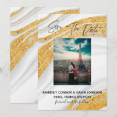 Save The Date Sauvegarder la date | Géode d'agate blanche, grise (Devant / Derrière)