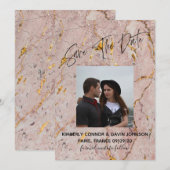 Save The Date Sauvegarder la date | Marbre rose et or (Devant / Derrière)