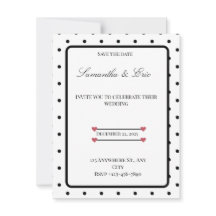 Sauvegarder la date Mariage à pois noir et blanc