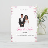 Save The Date Sauvegarder la date, mariage, couple noir, (Debout devant)