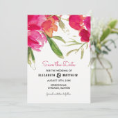 Save The Date Sauvegarder la date. Mariage floral fuchsia à l'aq (Debout devant)