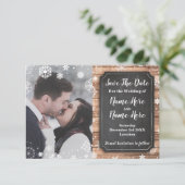 Save The Date Sauvegarder la date Photo Hiver Fêtes Flocon de ne (Debout devant)