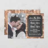 Save The Date Sauvegarder la date Photo Hiver Fêtes Flocon de ne (Devant / Derrière)