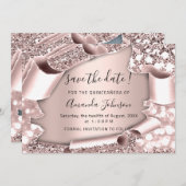 Save The Date Sauvegarder la date QUINCEAÑERA Rose photo de 16 a (Devant / Derrière)