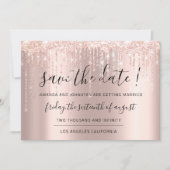 Save The Date Sauvegarder la date Rose Gold Gouttes de paillette (Devant)