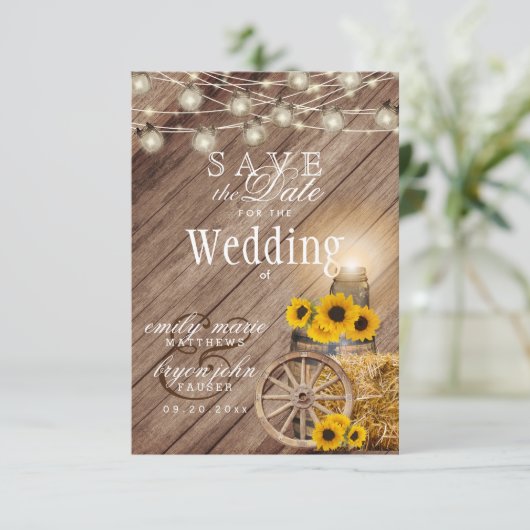Save The Date Sauvegarder la date Tonneau de bois rustique - Tou (Debout devant)