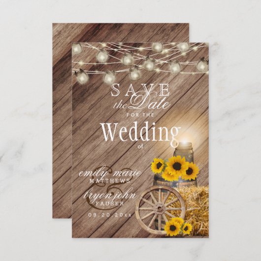 Save The Date Sauvegarder la date Tonneau de bois rustique - Tou (Devant / Derrière)