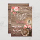 Save The Date Sauvegarder la date Tonneau en bois, Guirlande lum (Devant / Derrière)