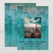 Save The Date Sauvegarder la date | Turquoise Rouille (Devant / Derrière)