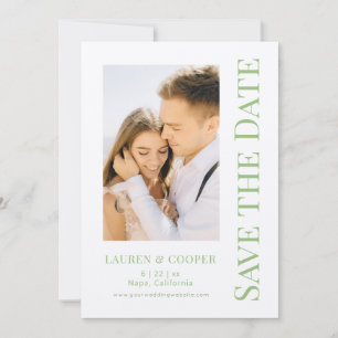 Save The Date Sauvegarder la date Vert sauge Mariage moderne élé