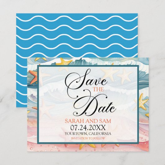 Save The Date Sauvegardez la date de mariage sur la plage ou de  (Devant / Derrière)