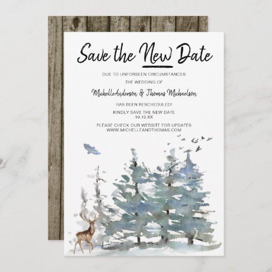 Save The Date Sauvegardez la nouvelle forêt de Woodland (Devant / Derrière)