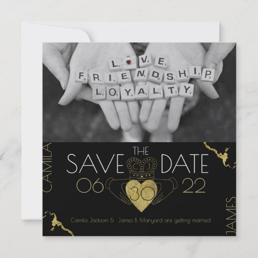 Save The Date Sauver la Date Claddagh Or (Dos)