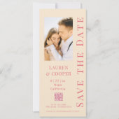 Save The Date Sauver la date Code QR rose Mariage moderne (Devant)