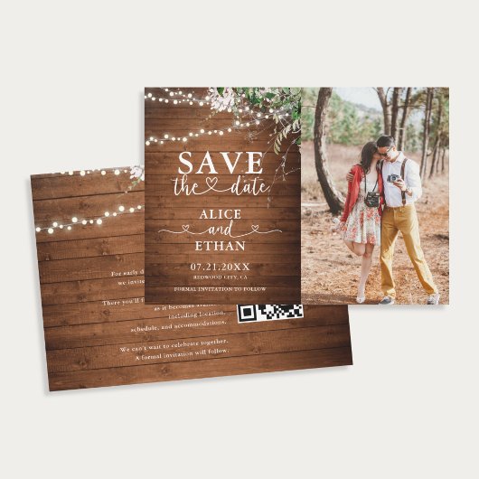 Save The Date Sauver la date de coeur de verdure rustique
