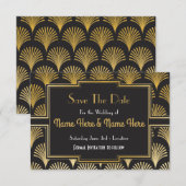Save The Date Sauver la date de la fête de mariage Twenties Or é (Devant / Derrière)