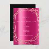 Save The Date Sauver la date Diamant Or Fuchsia Noir Monogramme (Devant / Derrière)