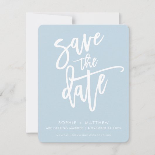 Save The Date SAUVER LA DATE écriture calligraphique moderne ble (Devant)