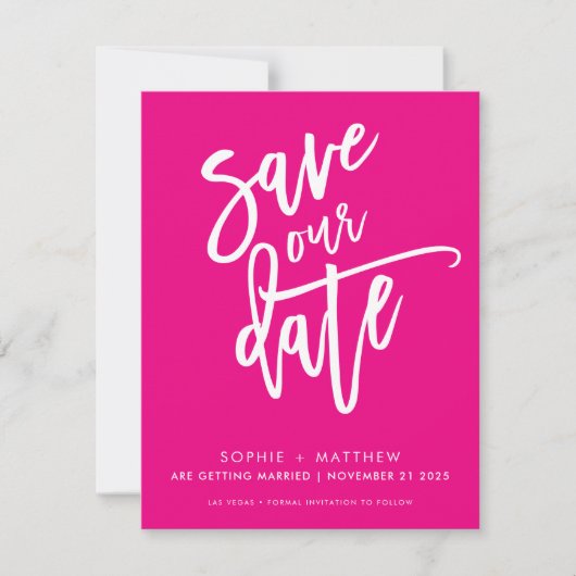 Save The Date SAUVER LA DATE écriture calligraphique moderne ros (Devant)