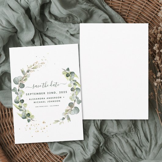 Save The Date Sauver la date Eucalyptus Verdure Succulente